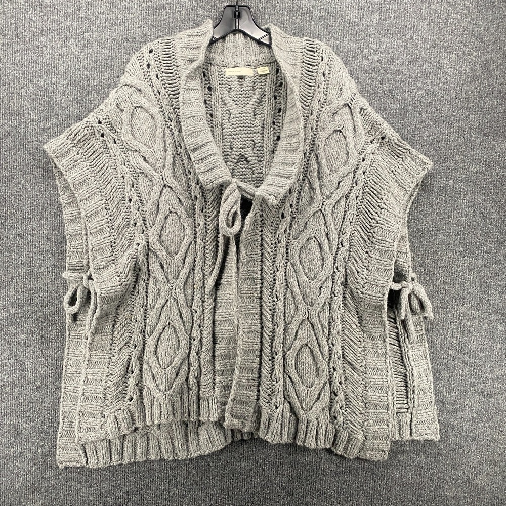 Anthropologie Sleeping on Snow Women Cardigan Gray Knit Poncho Boho Fairy Grunge